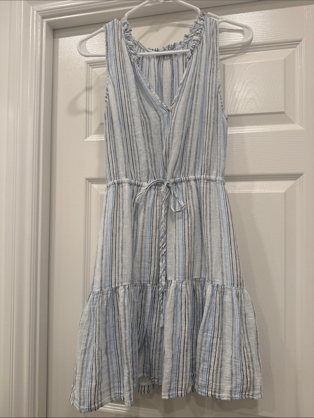Rails Striped Sleeveless Midi Dress in Light Blue & White